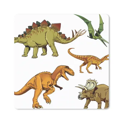 Produktbild von MuchoWow® Mauspad Mousepad Dinosaurier - Zeichnung - Jungen - Kinder 20x20 cm - Mousepads - Maus Mat - Pad - Mausunterlage - Desk Mat - Bureauartikeln