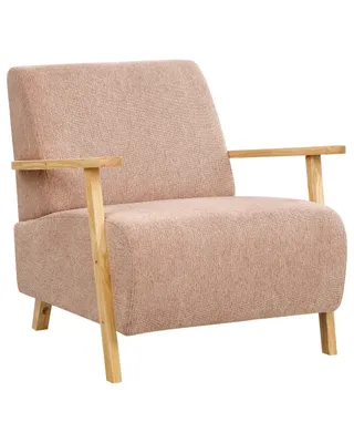 Produktbild von BELIANI Sessel Rosa u. Hellbraun aus Stoff mit Armlehnen Retro Stil Modern für Wohnzimmer Schlafzimmer Flur