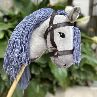 Image de Hobby Horse gris avec crinière bleu-gris - Taille A4