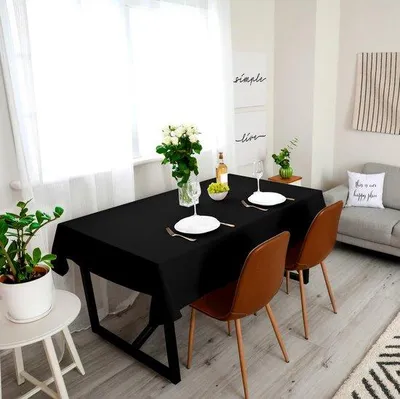 Productafbeelding van Ibenzoa® Polyester tafelkleed – set van 2, zwart, 140 x 240 cm, wasbaar en kreukvrij, vlek- en waterafstotend, geschikt voor feesten en de horeca