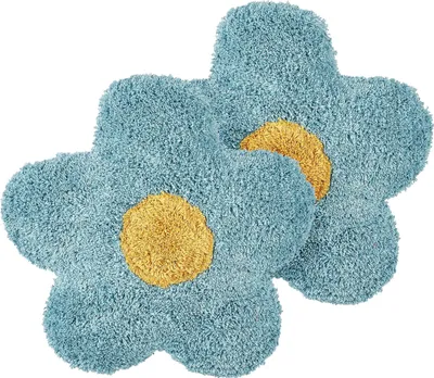Produktbild von BELIANI Dekokissen 2er Set aus Baumwolle Blau Blumenform 30 x 30 cm für Kinderzimmer Wohnaccessoires Dekoration für Kinder