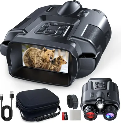 Zdjęcie produktu dla Lornetka noktowizorna 4K - Z095, binokular - ekran 7,6 cm - 8-krotny zoom cyfrowy - noktowizja na podczerwień - oświetlenie taktyczne - bateria 5000 mAh, ładowalna, czarna