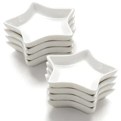 8 Mini-Keramikschalen, Sternform, Dessertschalen, Weiß