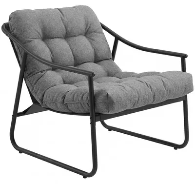 Produktbild von Gartensessel Gartenstuhl mit abnehmbarem Sitzkissen Garten Loungesessel mit Armlehne, bis 120 kg belastbar Dunkelgrau