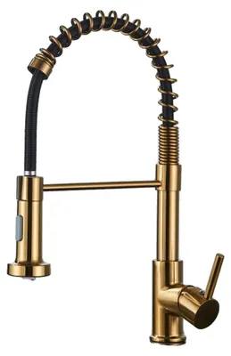 Immagine prodotto di Miscelatore per cucina monocomando, con doccetta estraibile, finitura oro spazzolato