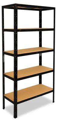Produktbild von shelfplaza BLACK 180x70x40 cm Schwerlastregal in schwarz mit 5 Böden und 175 kg Traglast pro Boden