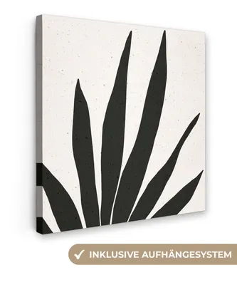 Produktbild von MuchoWow® - Leinwandbilder - Blatt - Pflanze - Minimalismus, Wandbild, Wanddeko Bilder Wohnzimmer, 90x90 cm