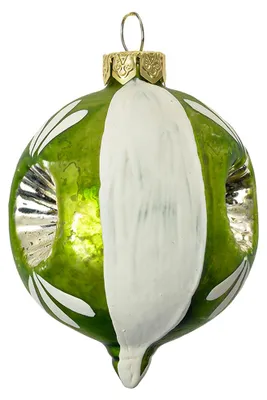 Productafbeelding van Clayre & Eef kerstbal, Ø 5x7 cm, groen en wit, glas