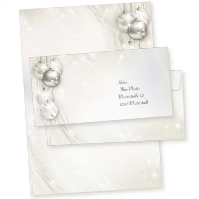 Produktbild von ELEGANCE 250 Sets Weihnachtsbriefpapier mit Umschlag ohne Fenster, Briefpapier Weihnachten A4