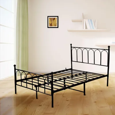 Produktbild von MODFU Metallbett Bettrahmen 140 × 200 Doppelbett mit Kopfteil,Jugendbett mit Anti-Rutsch-Design,ohne Matratze,Schwarz