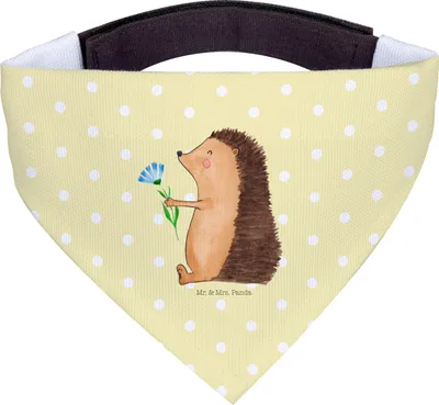 Produktbild von Mr. & Mrs. Panda Tuch Igel Blumen - Gelb Pastell - Geschenk, Krankheit, Gute Besserung, Hundehalstuch, Halstuch, für Hunde, Besuch, Lustige Sprüche, Hund, Krankenhaus