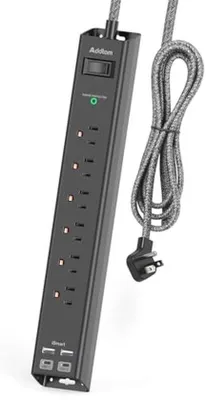Imagen del producto de Cable de extensión con 6 tomas y 4 puertos de carga USB, con protección contra sobrecarga
