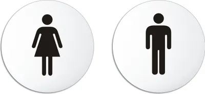 Produktbild von WC Schilder Toilettenschilder 2er Set Damen-Herren Ø 100 mm Alu UV-beständig kratzfest
