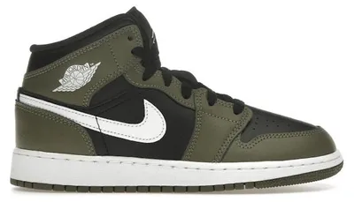 Zdjęcie produktu dla Jordan 1 Mid Black White Olive (wersja dla młodzieży) - rozmiar EU 40