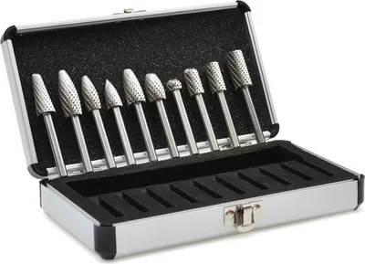 Immagine prodotto di Set-kit 10 frese in carburo pieno, testa di affilatura per intaglio su legno, lucidatura metalli, incisione, foratura, Hbm