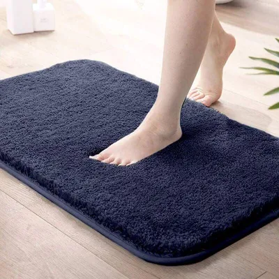 Produktbild von Extra dicke, rutschfeste Badematte, saugfähige Mikrofaser-Duschmatte fürs Badezimmer, maschinenwaschbar (Marineblau, 40 x 60 cm)