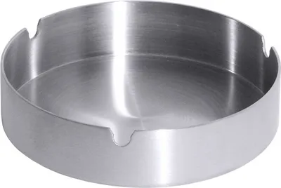Produktbild von Aschenbecher aus eloxiertem Leichtmetall, Farbe: silber, mit vier Ablagen, kann zur leichten Entleerung hoch gekippt werden, hochqualitative Ausführung