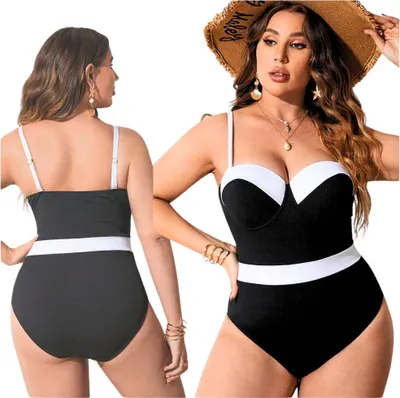Obrázok produktu pre Jednodielne plavky push-up, čierne, štýl pin-up, M
