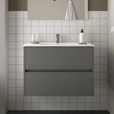 Immagine prodotto di Mobile bagno sospeso grigio opaco 2 cassetti 80x45x56h Claros80