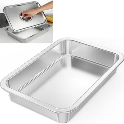 Produktbild von Edelstahl Auflaufform Klein Quadratische Schwedenschale mit Deckel