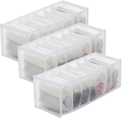 Produktbild von Azomor® Faltbare Kleideraufbewahrungsboxen mit transparentem Design und 7 geräumigen Fächern