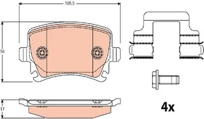 Produktbild von TRW GDB2083 Bremsbeläge Satz Hinten für VW GOLF VI (5K1) Golf V Schrägheck (1K1) für SEAT Leon ST (5F8) für SKODA SUPERB Kombi (3T5)