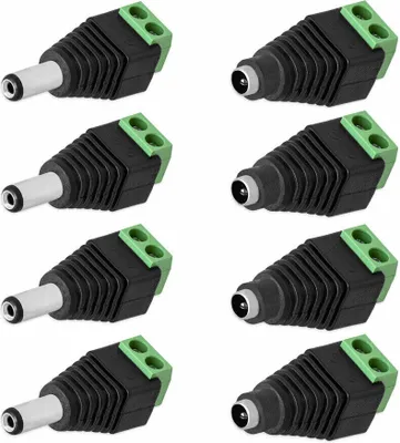 Produktbild von 4x DC Buchse + 4x DC Stecker Adapter 2,1 mmx 5,5 mm > Terminal Block 2 Pin Schraubklemmen Netzadapter
