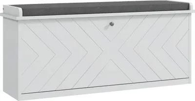 Produktbild von HOMCOM Schuhbank, Schuhschrank, Garderobenmöbel mit ausklappbarer Schublade, verstellbarem Einlegeboden und Sitzkissen, für Eingangsbereich, Schlafzimmer, Flur, 100 x 26 x 48 cm, Weiß
