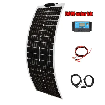 Obrázek produktu pro Monokrystalická sada flexibilních solárních panelů, vysoká účinnost 21,8 %, ideální pro použití mimo síť, 12V50W solární sada