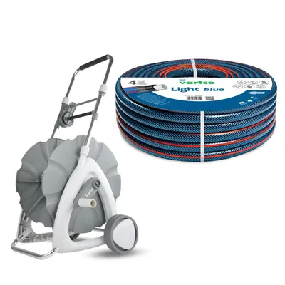Produktbild von Gartenschlauchwagen 1/2" 45 m + Gartenschlauch Vartco Light Blue 1/2" 30 m Agaplast