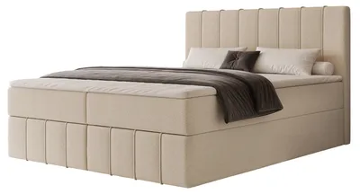Produktbild von Boxspringbett NOVA 180x200 Paneel-Optik Bettkasten Bonellmatratze Beige