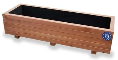 Produktbild von Famanu Pflanzkasten für den Außenbereich - Rechteckige Blumenkiste mit Füßen - 115 x 40 x 30 cm - Mit Drainagesystem - Braun
