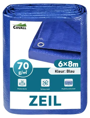 Abdeckplane 70 g/m², blau, 6x8 m, wasserdicht, reißfest