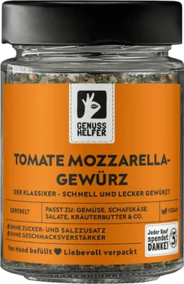 Produktbild von Tomate Mozzarella Gewürz, gerebelt, mediterrane Gewürzmischung für Caprese, 40g im Glas
