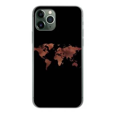 Produktbild von MuchoWow® Handyhülle Schutzhülle Hülle für iPhone 11 Pro Weltkarte - Leder - Schwarz Silikon Softcase Handy Hülle - Handy