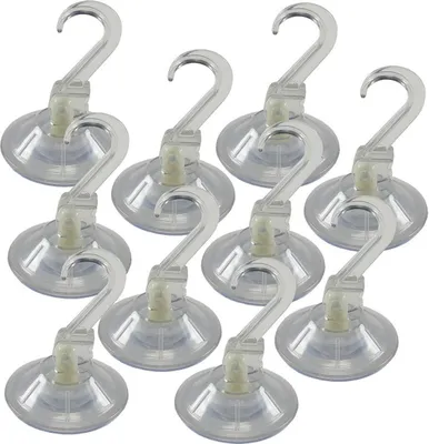 Produktbild von ChiliTec Saugnapf mit Haken Ø 45mm 10 Stück Wandhaken Flexibel für Handtuch Fensterschmuck Lichterkette Dekoration Transparent