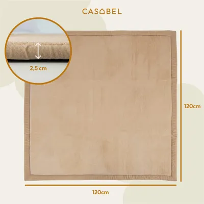 Produktbild von CASABEL Baby-Spielmatte aus Samt, dick und weich, 120x120cm, Cremeweiß