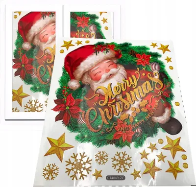 Productafbeelding van Kerststickers voor ramen en deuren, decoratie, kerstman, sterren, 50 meter