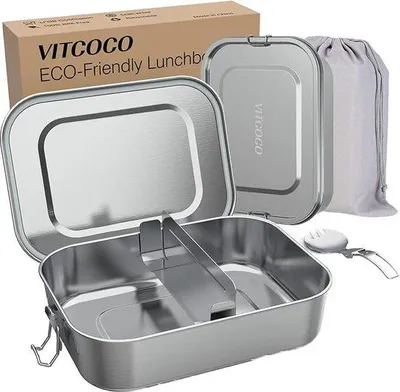 Produktbild von Edelstahl Lunchbox 1200ml mit Fach lekvrij BPA-frei