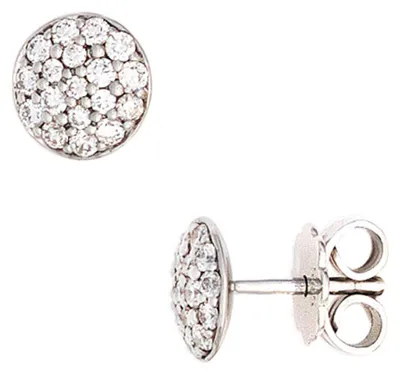 Produktbild von Ohrstecker 7,1mm rund mit 36 Brillanten 585 Gold Weißgold Ohrschmuck Damen