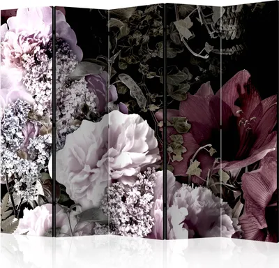 Immagine prodotto di Paravento bifacciale Fiori 225x172 cm 5 pezzi nero