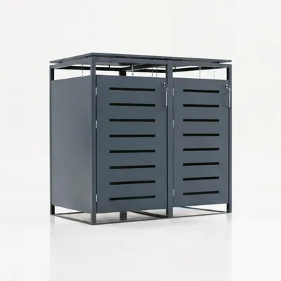 Produktbild von Mülltonnenbox Müllbox Mülltonnenverkleidung mit Schloss - BASIC - 2er - Anthrazit - 240l - 2 Türen, KI-generiertes Bild