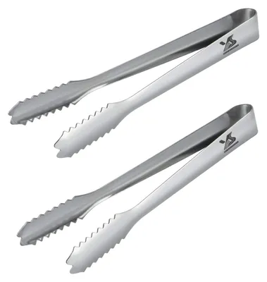 Eiszangen 2er Pack Edelstahl 17,8 cm silber