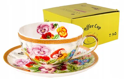 Productafbeelding van CUP 230ml Bloemen Goudrand Dunne Porseleinen Bloemen Yamasen Vintage