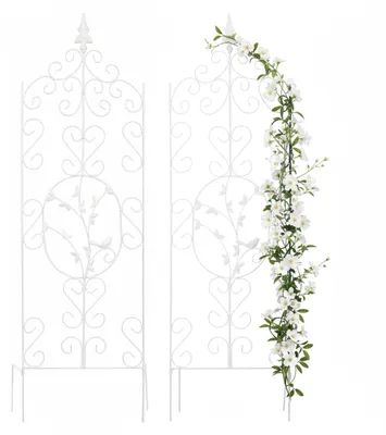Immagine prodotto di Supporto per rampicanti Relaxdays, set da 2 pezzi, A x L: 116 x 35 cm, graticcio per piante rampicanti, metallo, edera, rose, autoportante, bianco