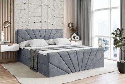 Produktbild von ALTDECOR Boxspringbett mit Fußteil, H3 Matratze und Topper - 160x200 cm - MILTIO-Z - Grau Samt - Polsterbett mit Bettkasten und Lattenrost, Bett mit Stauraum