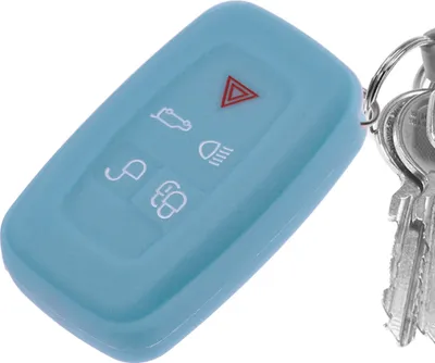 Produktbild von Auto Schlüssel Hülle Silikon Schutz Cover Fluoreszierend Blau kompatibel mit Land Rover Range Rover LR4 5 Tasten KEYLESS SMARTKEY