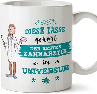 Produktbild von Famanu Keramische Tasse 350 ml - Lustiges Geschenk für Zahnärztinnen