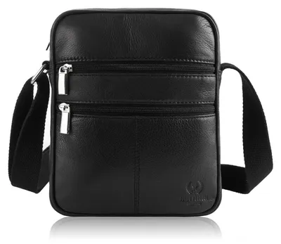 Produktbild von Paolo Peruzzi Herrentasche Umhängetasche aus Echtes Leder Vintage-Stil Neu Schwarz