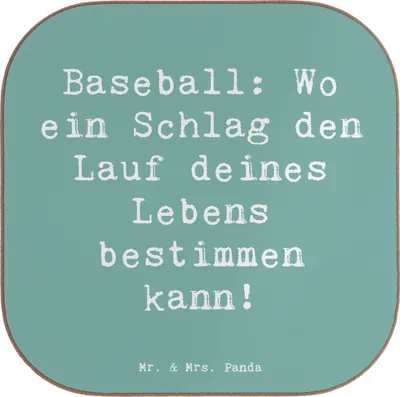 Produktbild von Mr. & Mrs. Panda Tischuntersetzer Spruch Baseball Schlag - Meeresbrise - Geschenk, Helden, Abenteuer, Präzision, Untersetzer für Gläser, Sportler, Leidenschaft, Sport